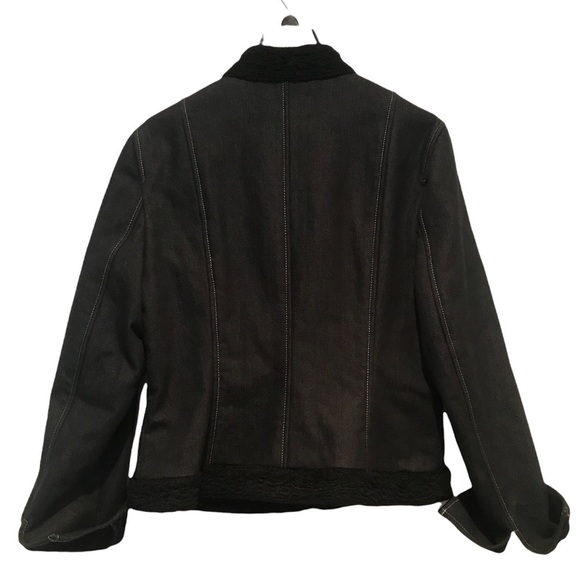 WORTH Black Modern High Collar Denim Jacket Size 8 - Picture 3 of 7